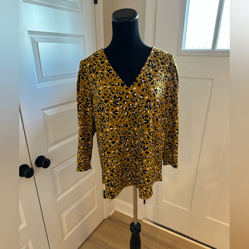 Mustard Leopard blouse- XL